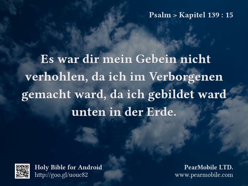 Psalm, Kapitel 139:15